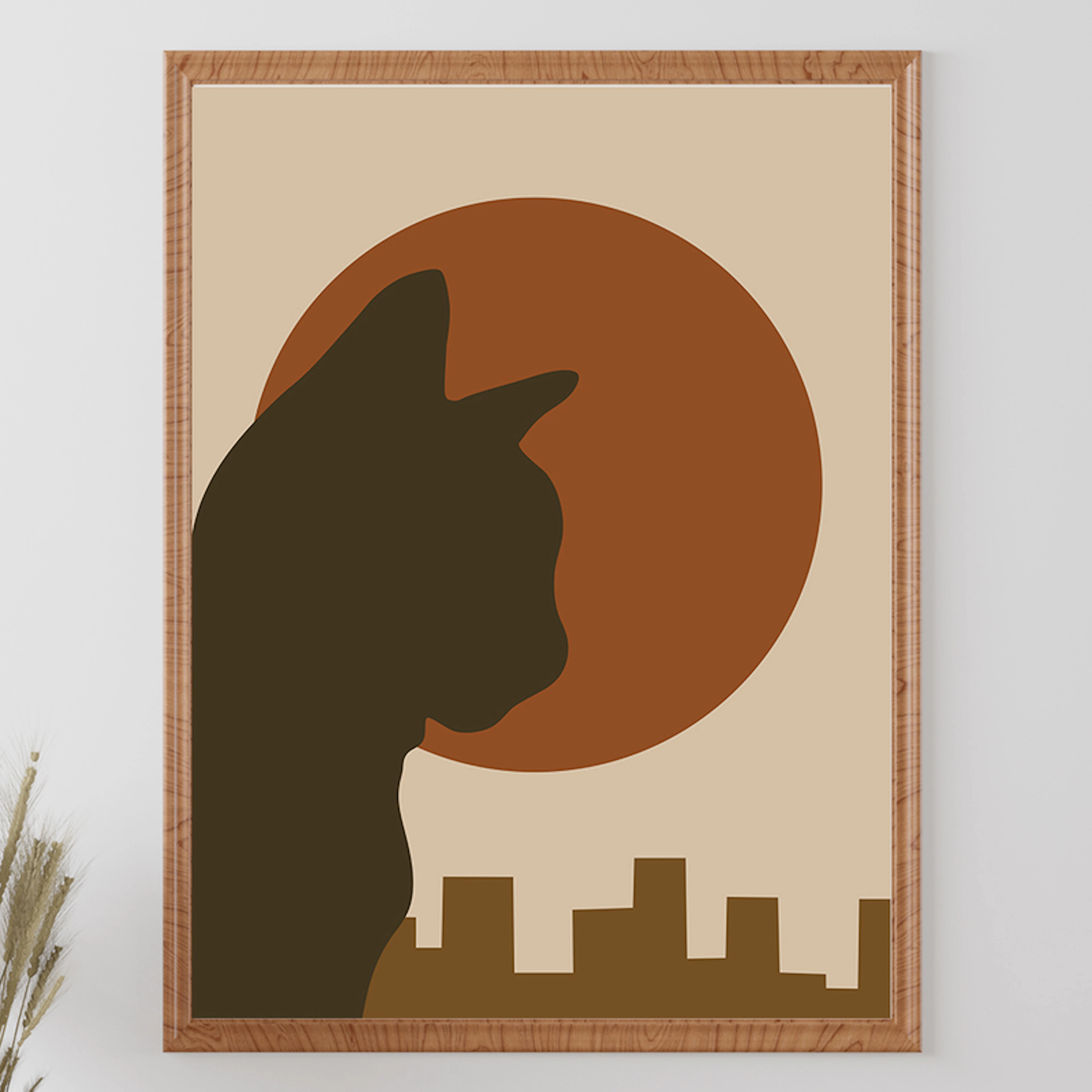 Boho Cat Silhouette Printable Art