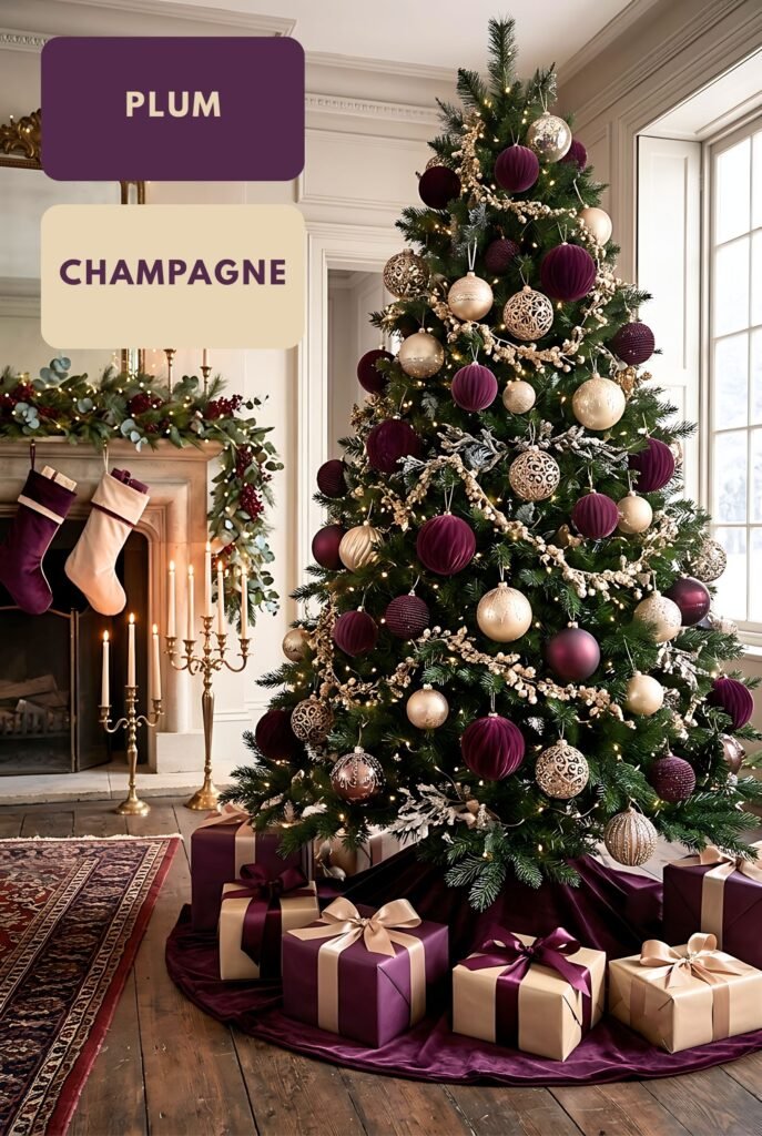 plum and champage christmas color pairing